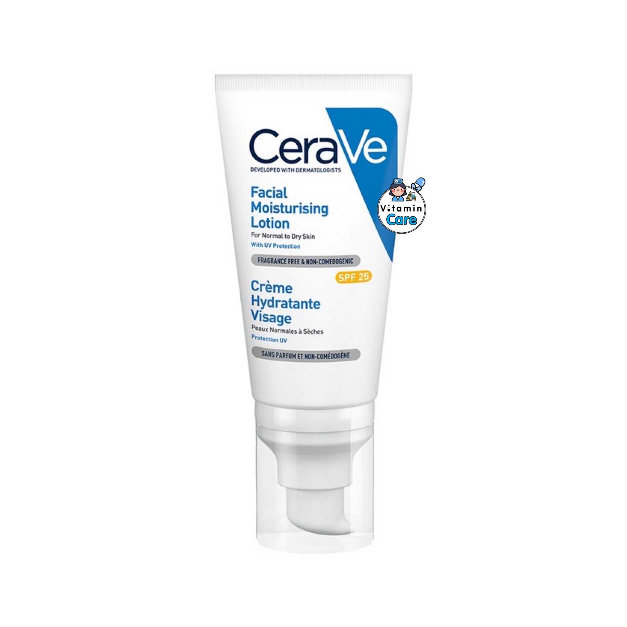 (52 มล) Cerave Facial Moisturising Lotion SPF25 บำรุงผิวหน้า ป้องกันแสงแดด สำหรับผิวธรรมดา-ผิวแห้ง