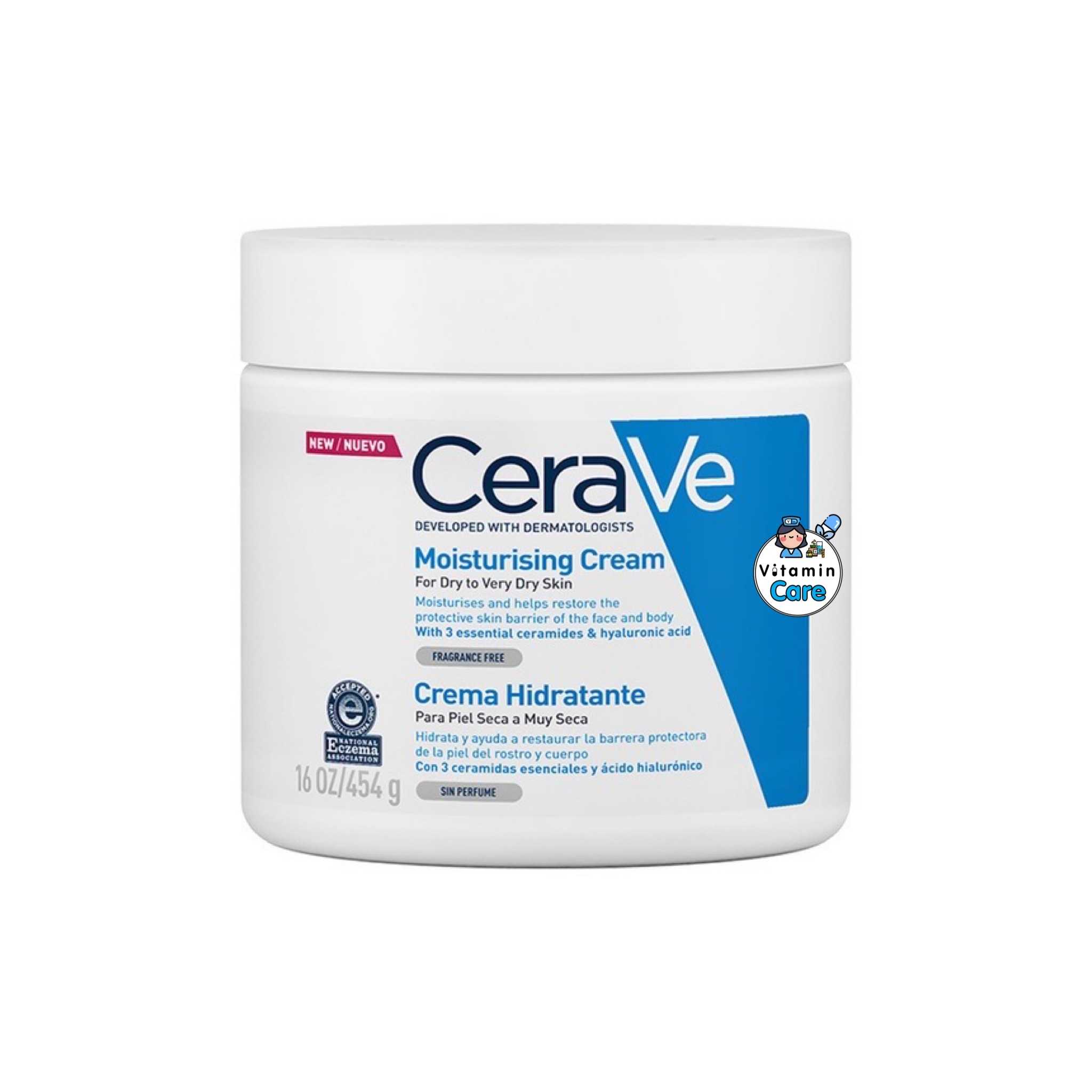 (454 กรัม) Cerave Moisturising Cream ครีมบำรุงผิวหน้าและผิวกาย สำหรับผิวแห้ง-แห้งมาก เนื้อเข้มข้น
