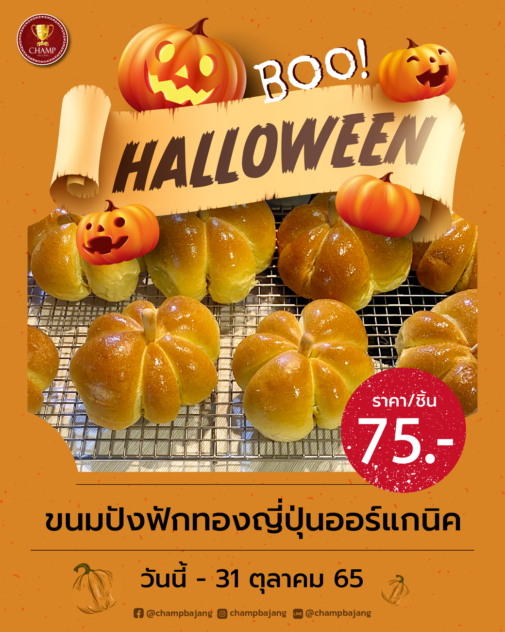 ขนมปังฟักทองญี่ปุ่นออร์แกนิค