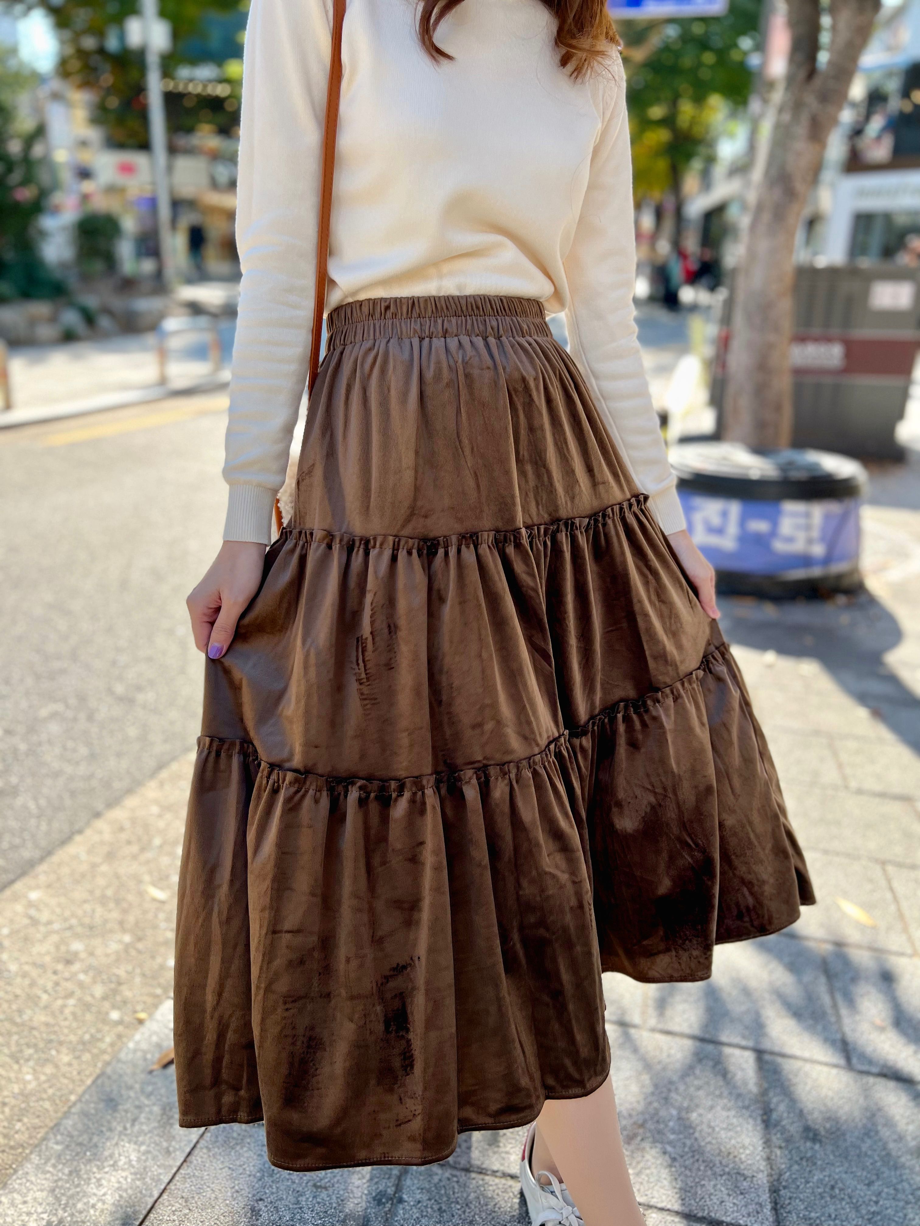 Sk607 Autum long skirt กระโปรงยาวเกาหลีเกาใจ