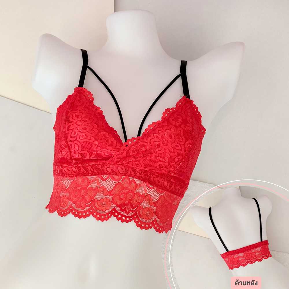 ZH59061 สีแดง บราลูกไม้แฟชั่น Free Size