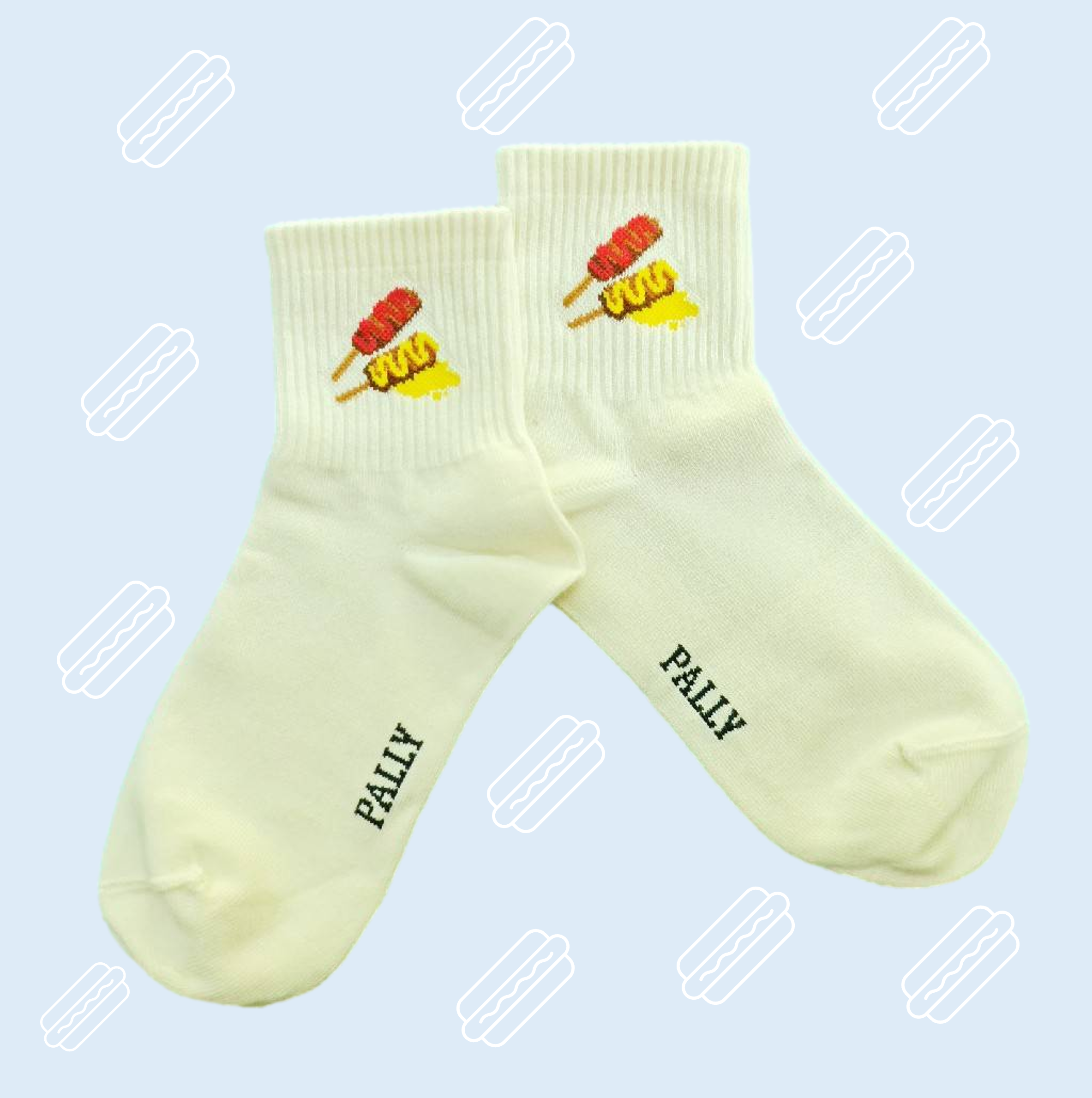 ถุงเท้าแฟชั่นข้อกลาง ฟรีไซส์ ลาย Carnival Snack : HOT DOG
