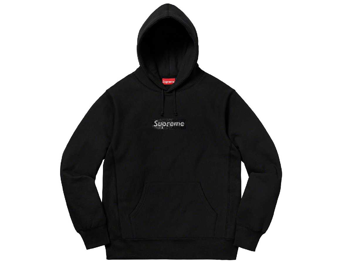 Supreme Swarovski Box Logo Hooded Sweatshirt (BLACK)
