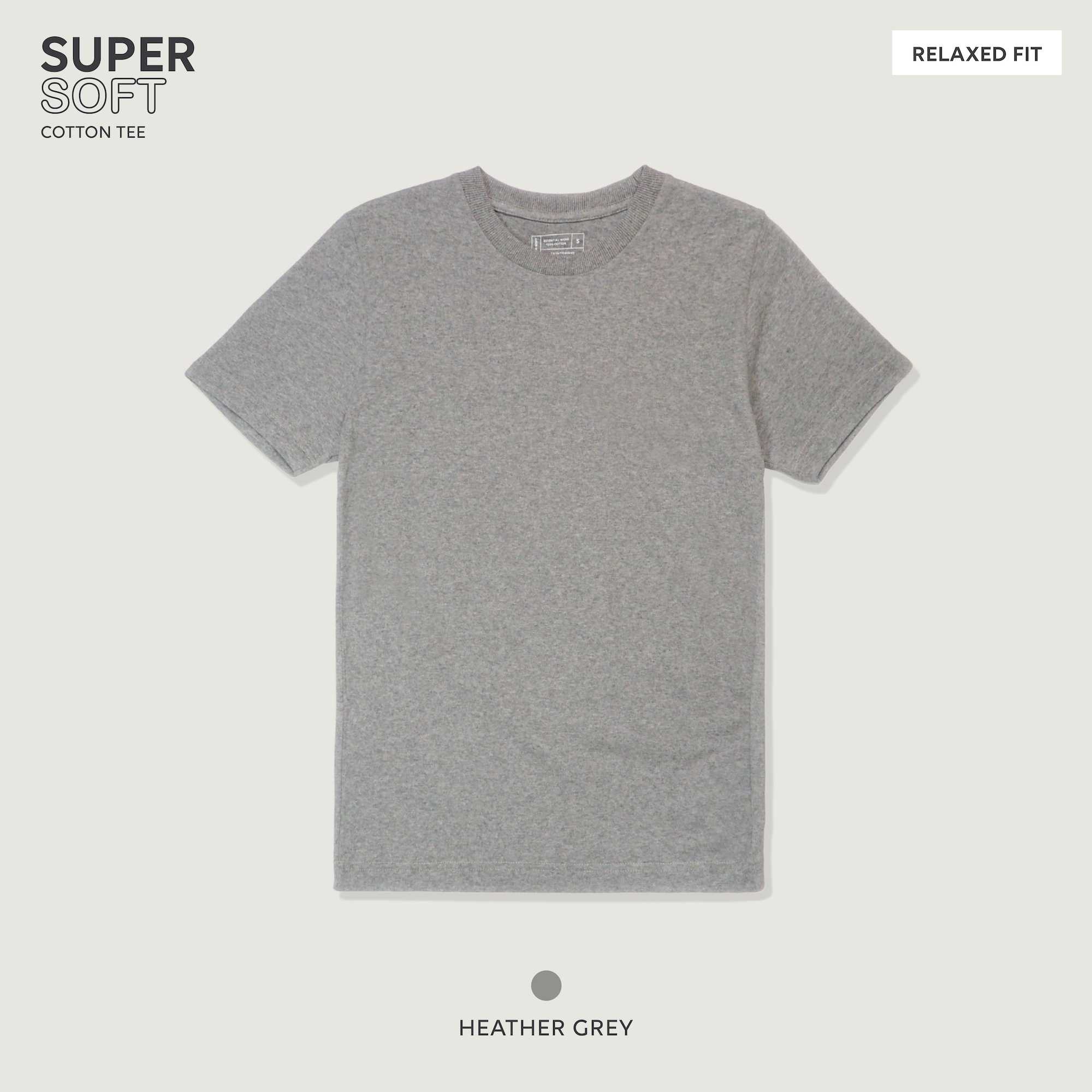 SUPER SOFT COTTON TEE - HEATHER GREY