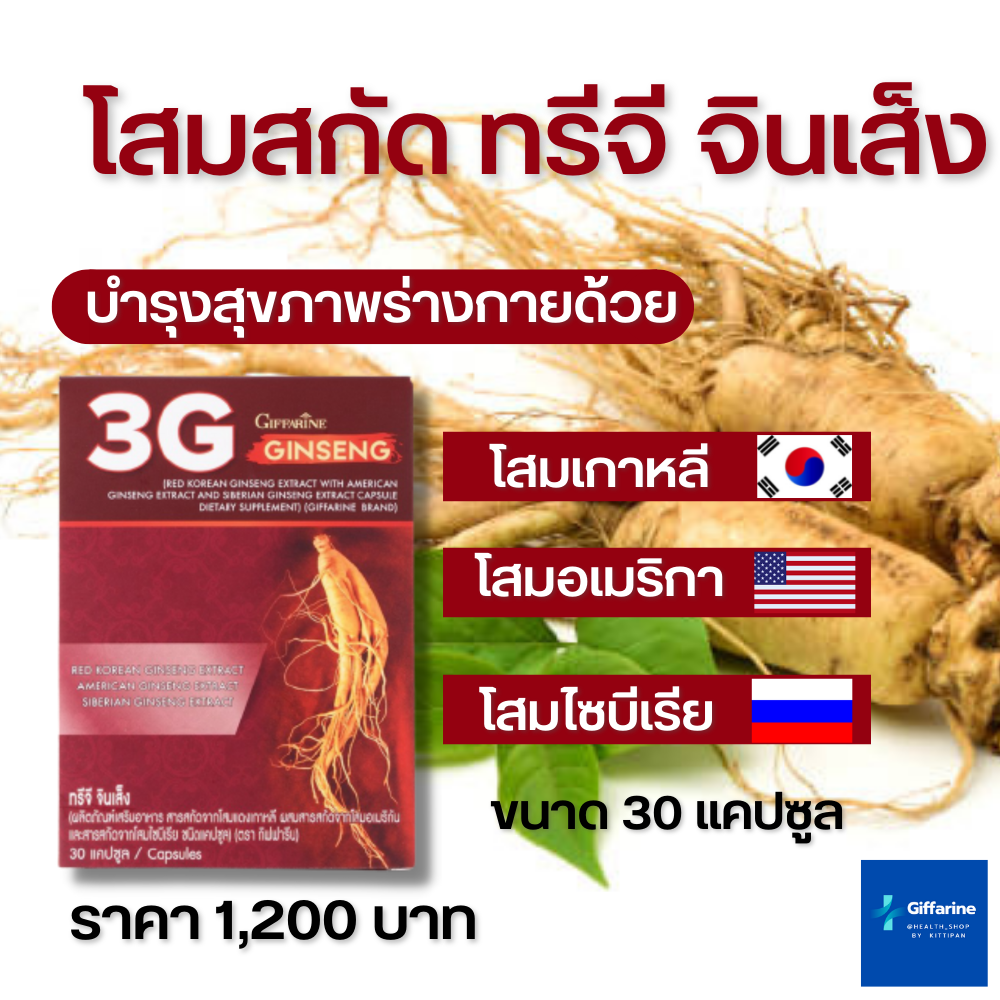 ทรีจี จินเส็ง กิฟฟารีน 3G Ginseng โสม 3G สารสกัดจากโสม 3 สายพันธุ์ ทานง่าย Giffarine