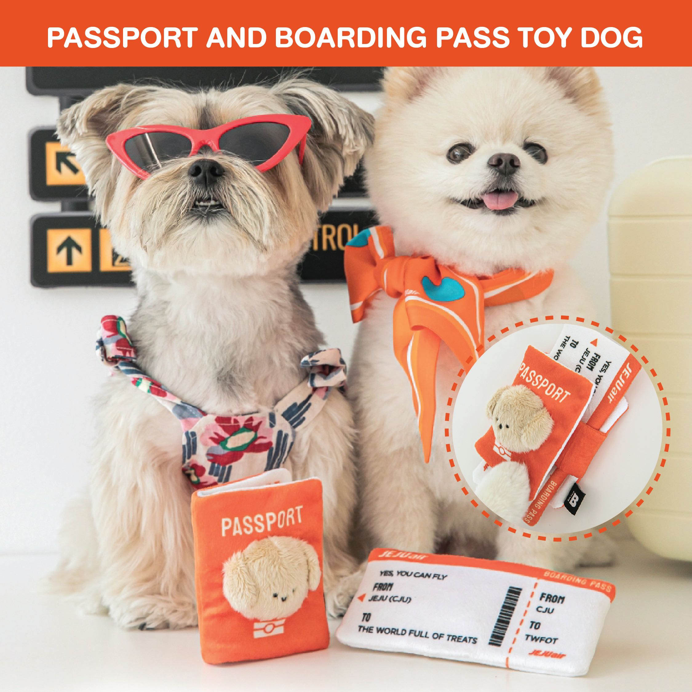 พร้อมส่ง BITE ME ของเล่นสุนัข ของเล่นน้องหมา PASSPORT AND BOARDING PASS DOG TOY
