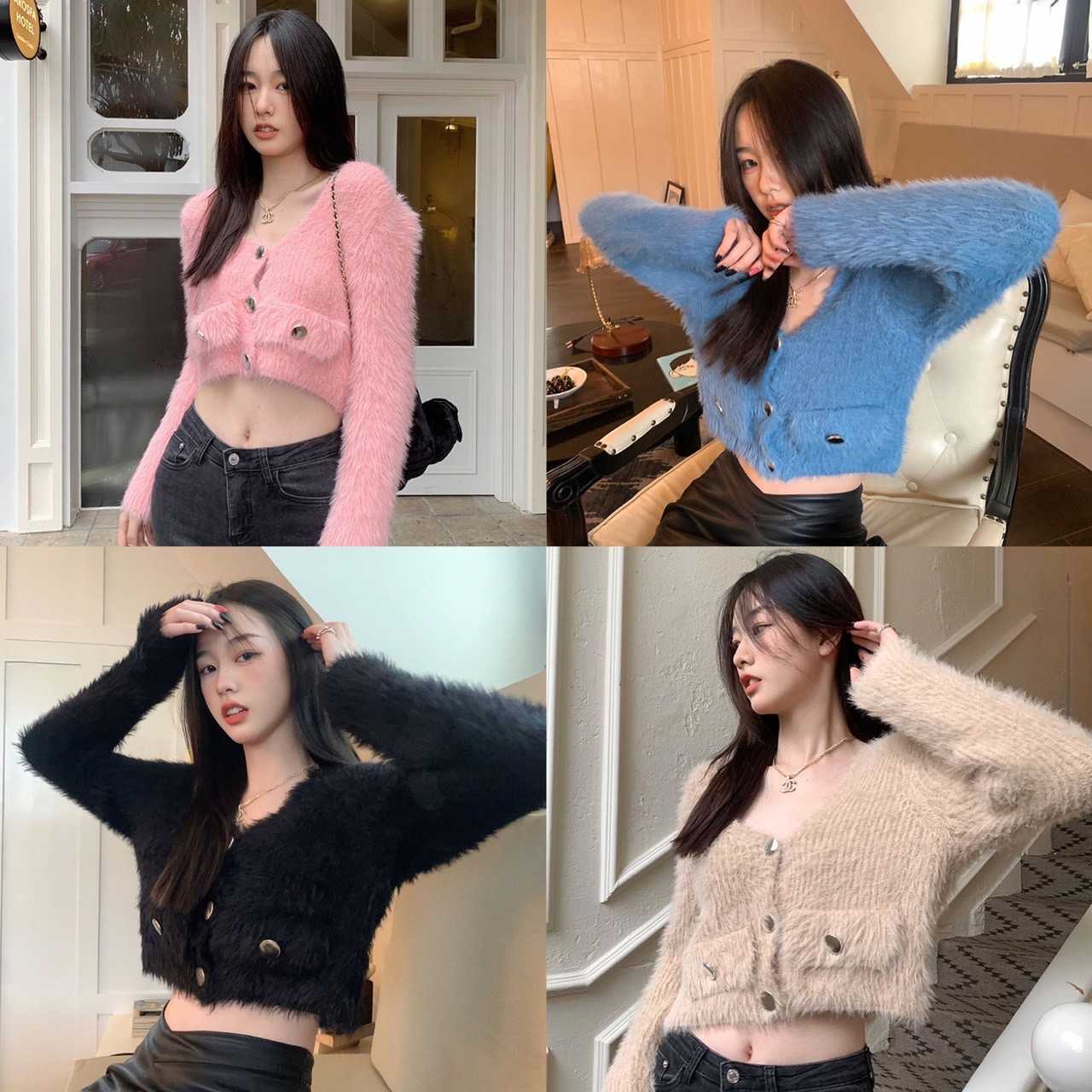 C035 เสื้อแขนยาวผ้าขน นุ่มนิ่ม  พร้อมส่ง 4 สี