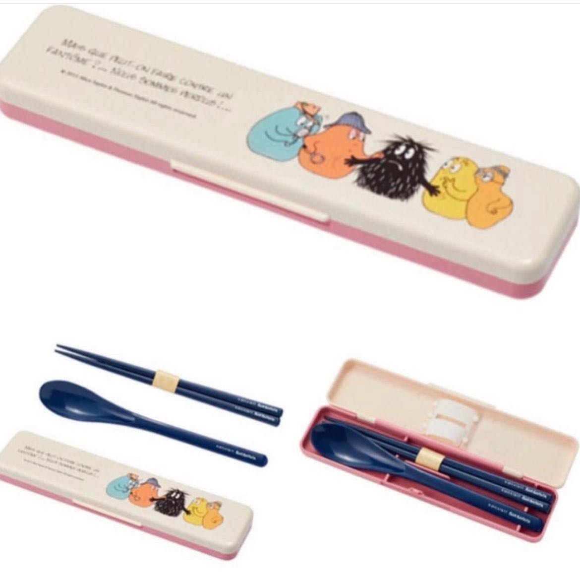 🇯🇵 Japan Barbapapa  Plastic Spoon & Chopstick with Case Set  Ｗ18.8cm Ｄ4.5cm Ｈ1.8cm 