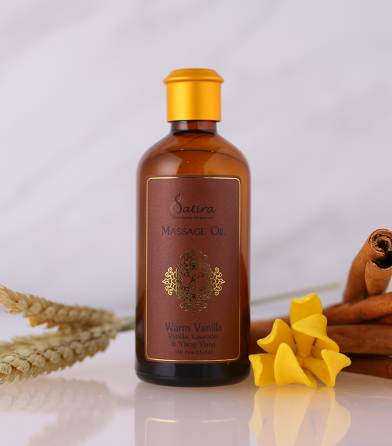 Massage Oil Warm Vanilla น้ำมันนวดตัว ผ่อนคลายความเครียด สร้างความสงบจิตใจ กลิ่นวอร์มวนิลา