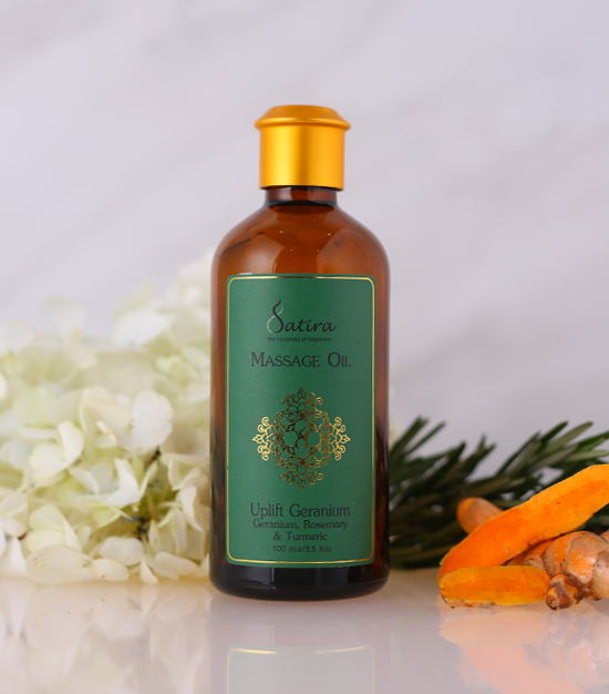 Massage oil Uplift Geranium น้ำมันนวดตัว ลดความเครียด บรรเทาความเมื่อยล้าจากการทำงาน กลิ่นเจอราเนียม