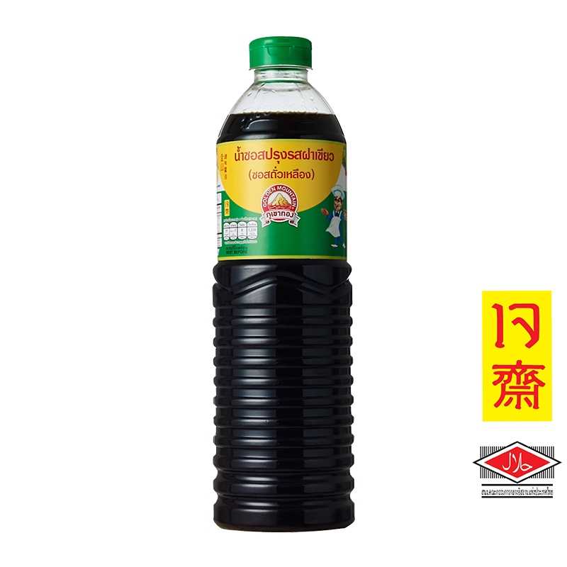 ซอสปรุงรสฝาเขียว ตราภูเขาทอง 1 ลิตร(1ลัง บรรจุ 12ขวด)