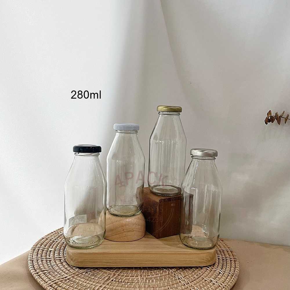 ขวดแก้วขนาด 280ml +ฝา38mm สีดำ/ขาว/ทอง/เงิน
