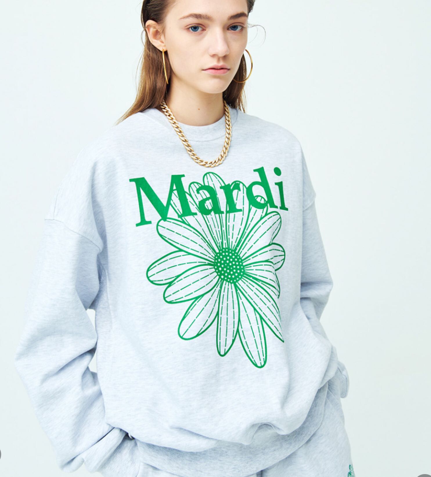 [PRE-ORDER] SWEATSHIRT FLOWERMARDI_HEATHER GREEN