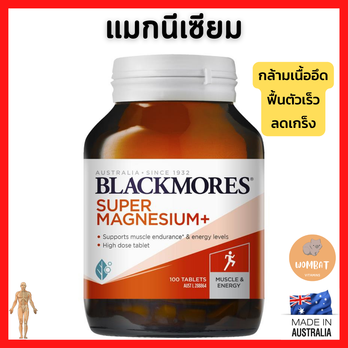 Blackmores Magnesium แบล็คมอร์ แมกนีเซียม+ ฟื้นฟูกล้ามเนื้อ อึดขึ้น Endurance , Reduce Muscle Cramps
