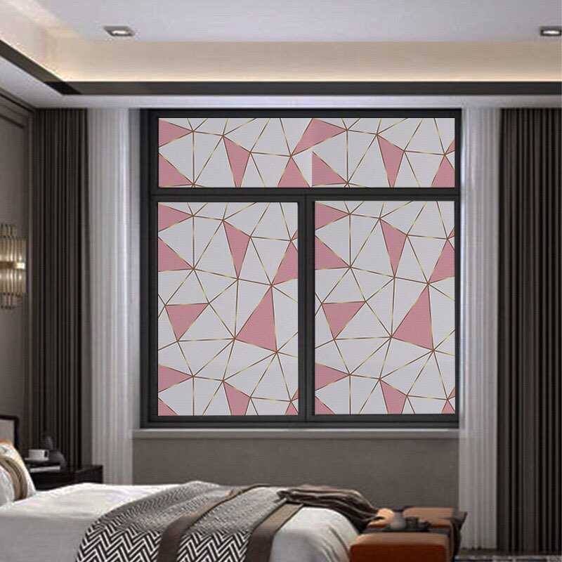 ฟิล์มสุญญากาศติดกระจกบ้าน ลายพิงค์สวีท 89x200cm แบบมีสี เพิ่มความเป็นส่วนตัว  กันแอบมอง