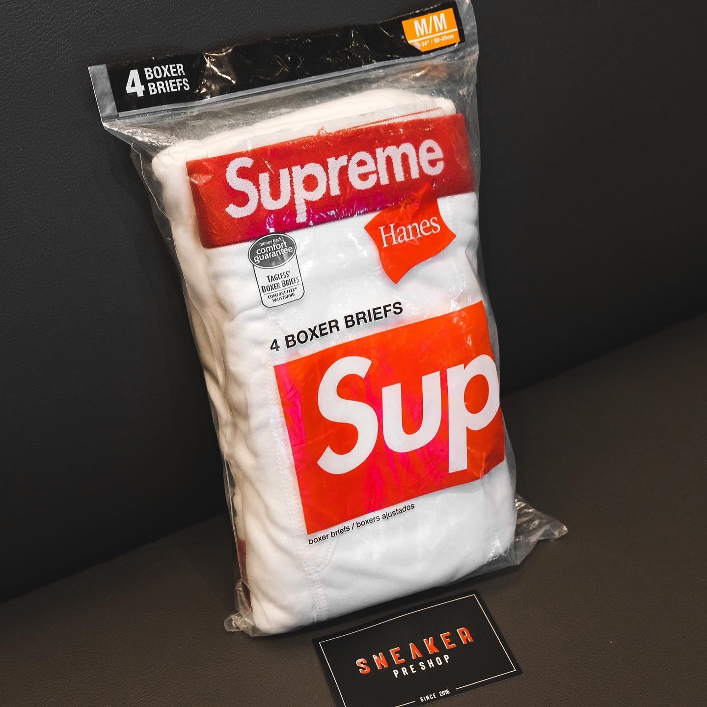  Supreme x Hanes Boxer Briefs White Red