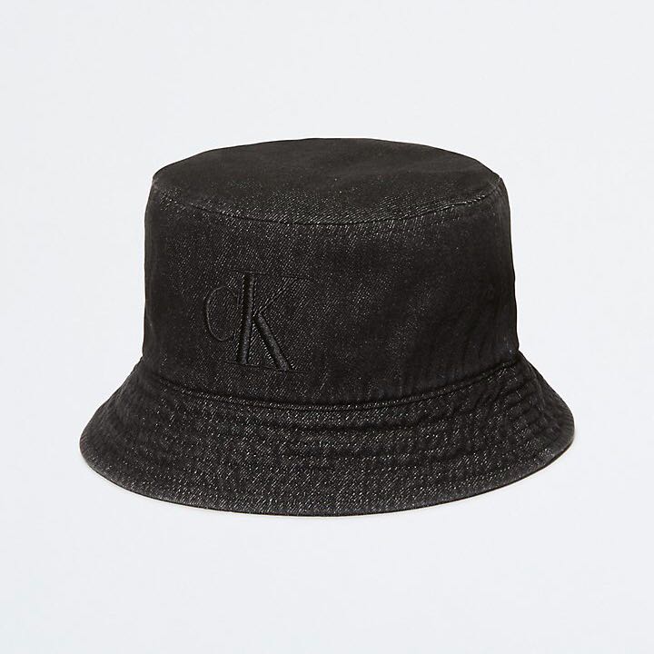 [PRE-ORDER] WASHED DENIM EMBROIDERED LOGO BUCKET HAT - NEW BLACK