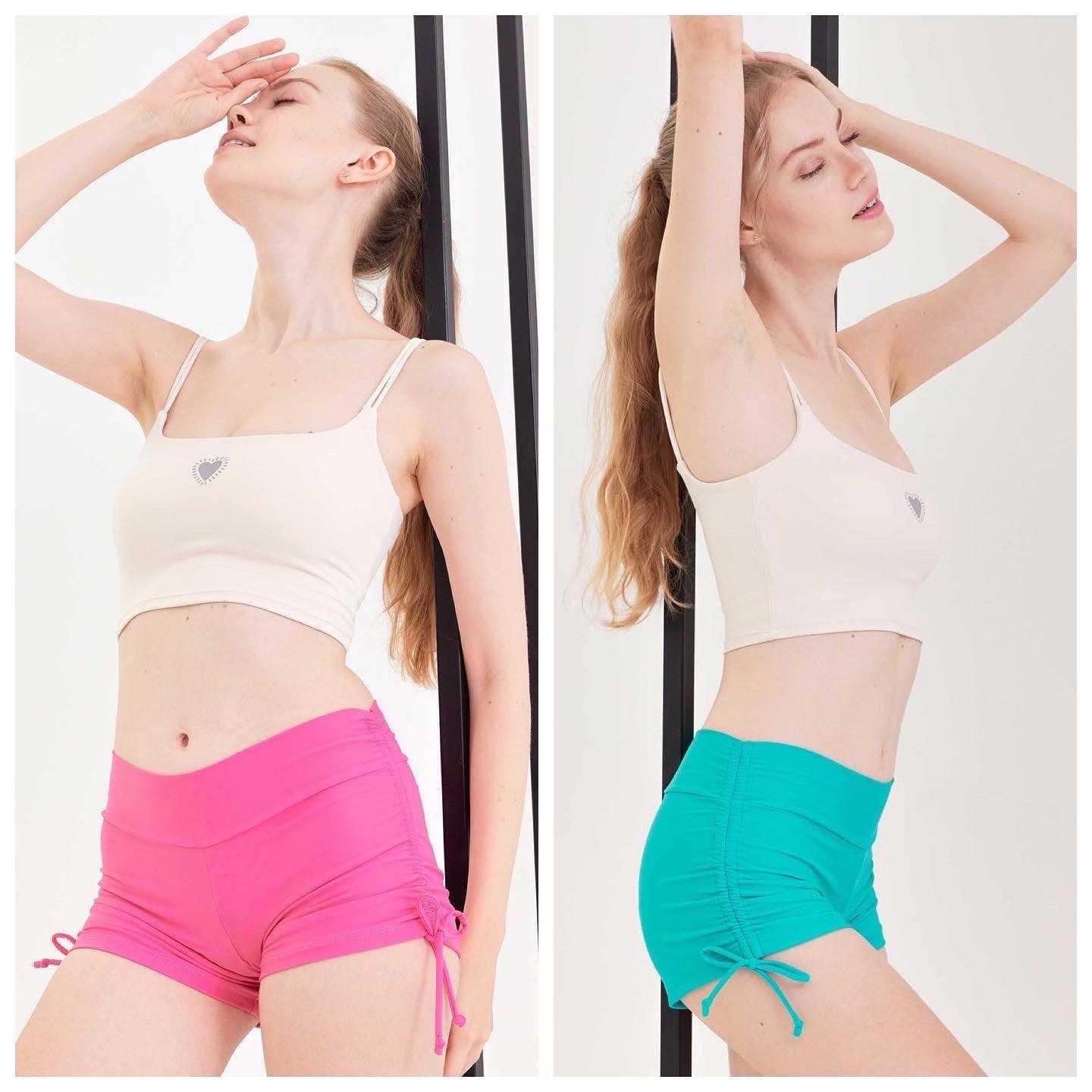 Yoga Shorts กางเกงผูกข้างขาสั้น สีพื้น