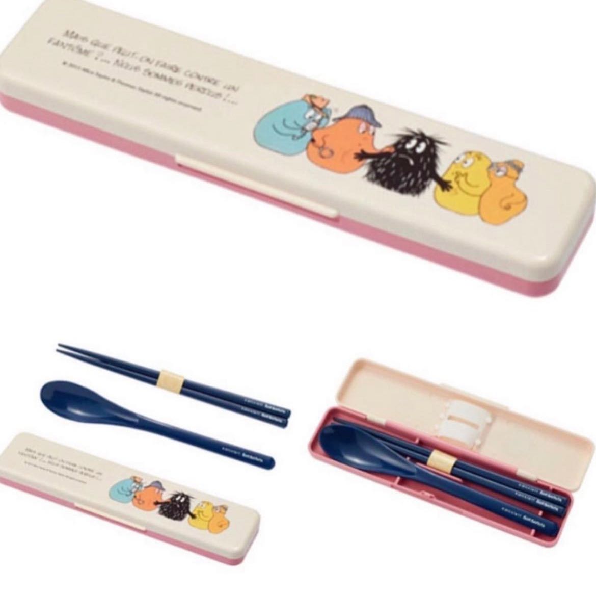 🇯🇵 Japan Barbapapa  Plastic Spoon & Chopstick with Case Set  Ｗ18.8cm Ｄ4.5cm Ｈ1.8cm 