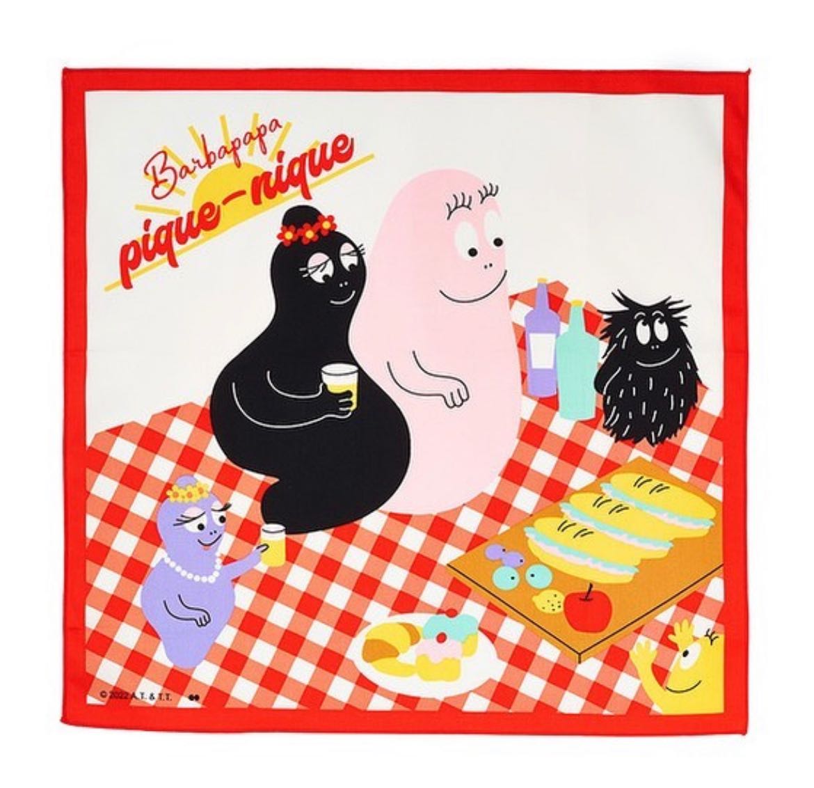🇯🇵 Japan Barbapapa   Lunch Cloth ผ้าปูรองวางอาหาร น่ารักๆ  100% cotton  Made in Japan  約 43 ×43 cm