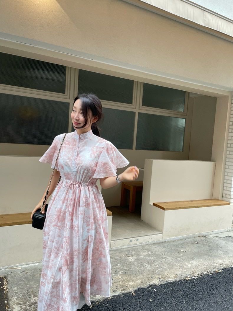 elegant chiffon dress (pink/ blue)
