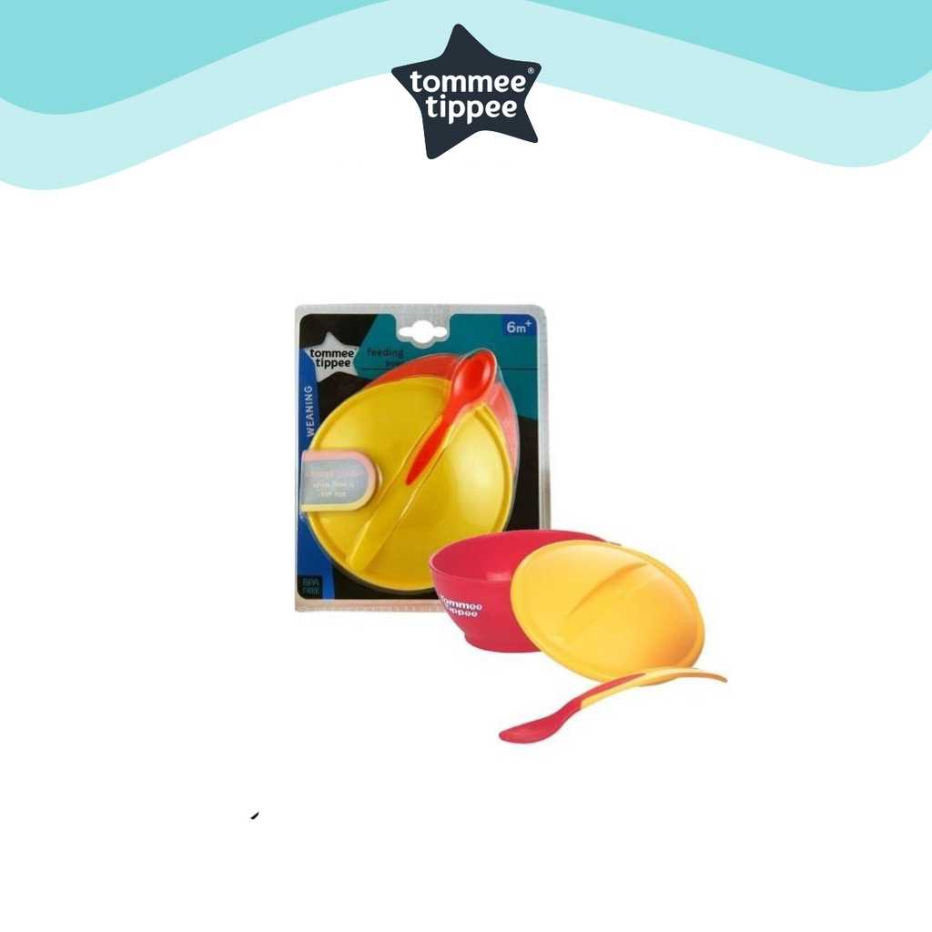 ชุดชามและช้อนวัดอุณหภูมิ Tommee Tippee Big Weaning Bowl With Heat Sensor Spoon ของแท้ New