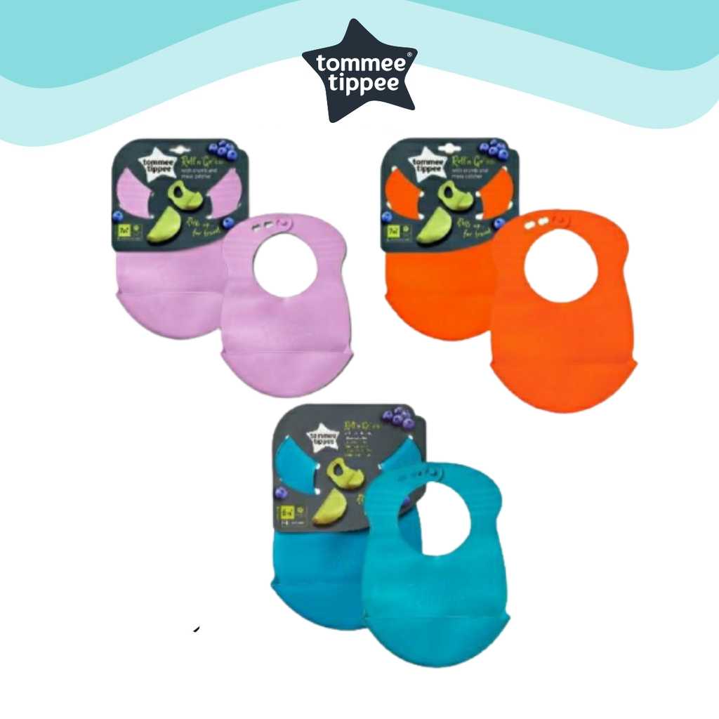 Tommee Tippee Roll & Go Bib ผ้ากันเปื้อนแบบยางพร้อมที่รองกันเปื้อน Roll & Go