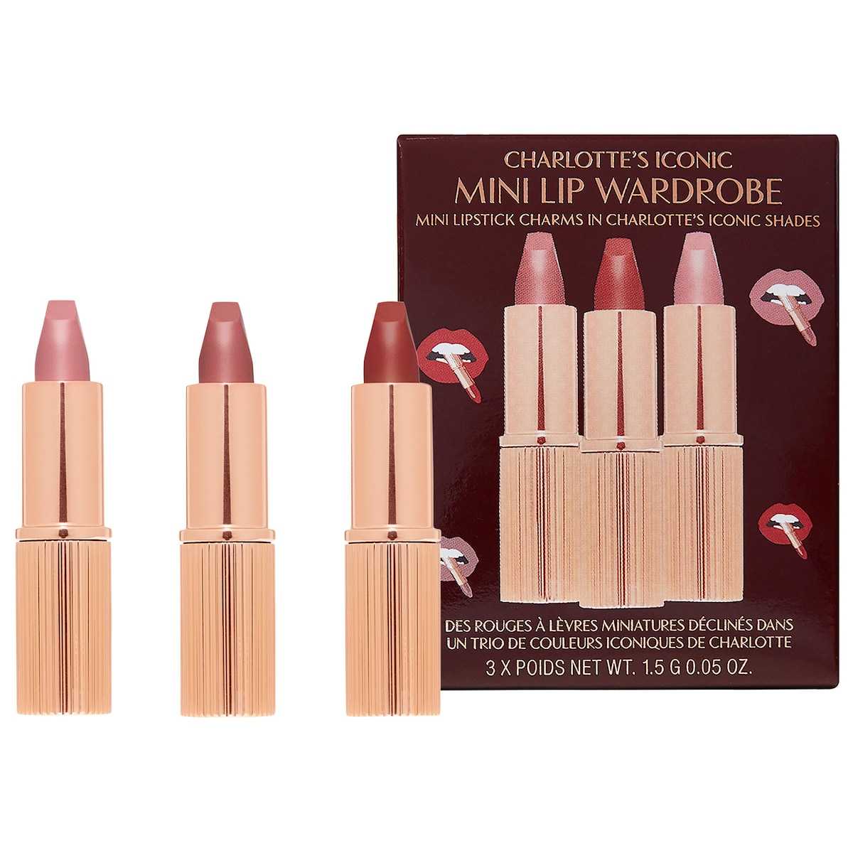 Charlotte Tilbury Iconic Mini Lip Wardrobe [ เซ็ท 3 แท่ง x 1.5g ]