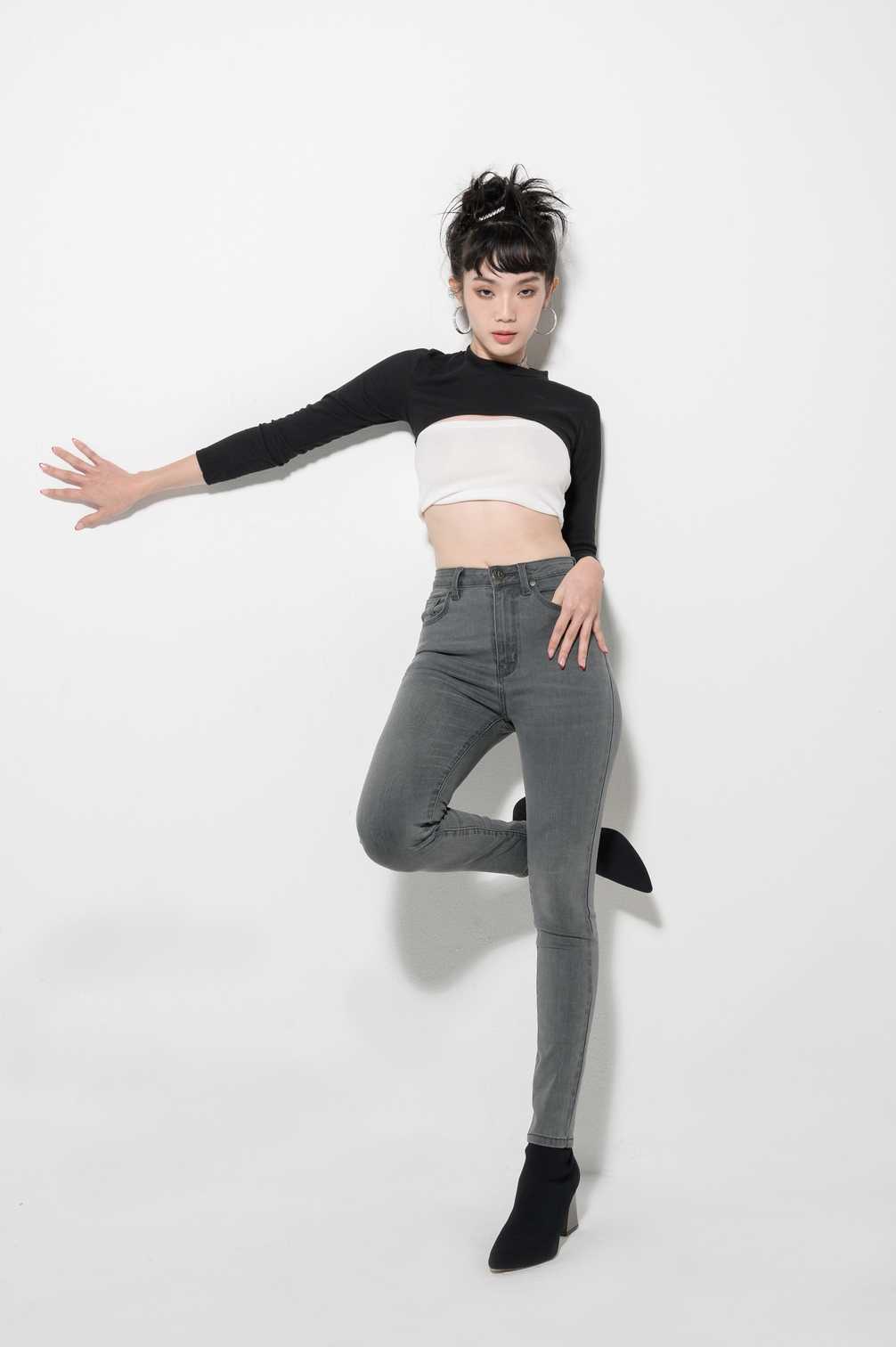 LDM977 Skinny สีเทา ผ้าเย็นใส่สบาย