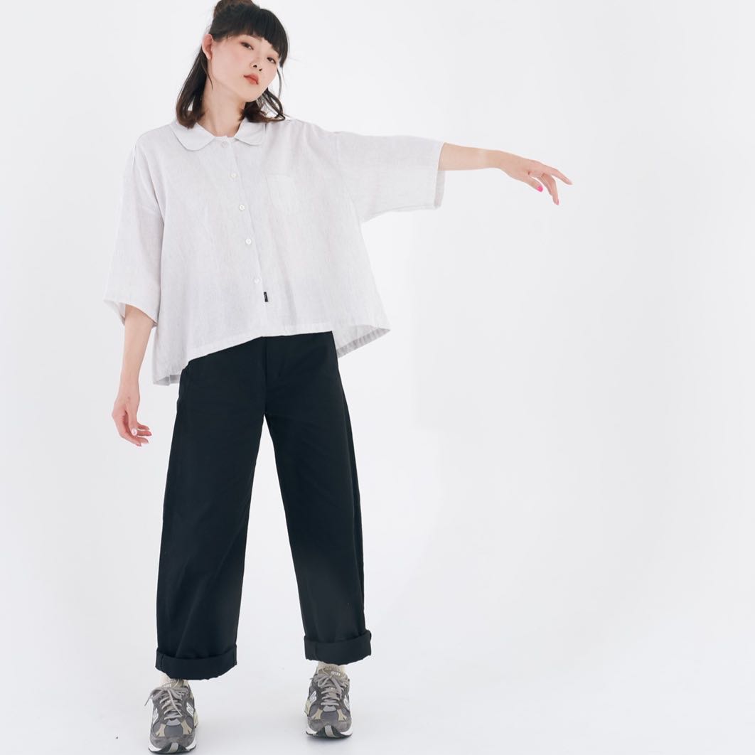 Oversize Peter Pan Collar Shirt - Mini Stripe