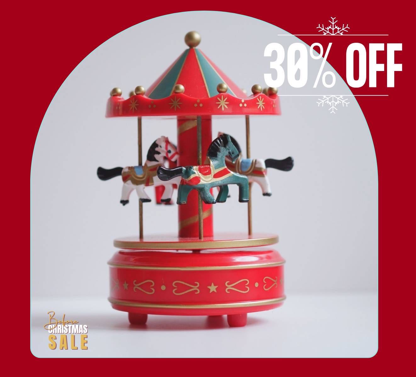 Before Christmas 30% OFF : Music box : กล่องดนตรีม้าหมุน #สีแดง 