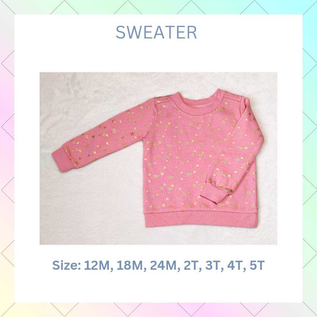 Sweater Falls Creek Kids เสื้อกันหนาวแขนยาว สีชมพูลายดาว glitter สีทอง