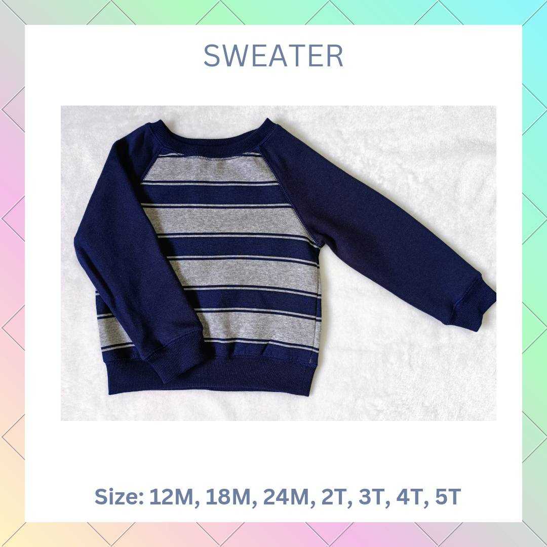 Sweater Falls Creek Kids เสื้อกันหนาวแขนยาว สีน้ำเงินลายทางริ้วเทา