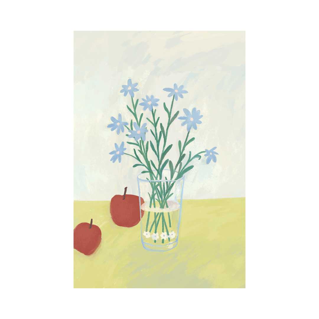 postcard Baby blue flower