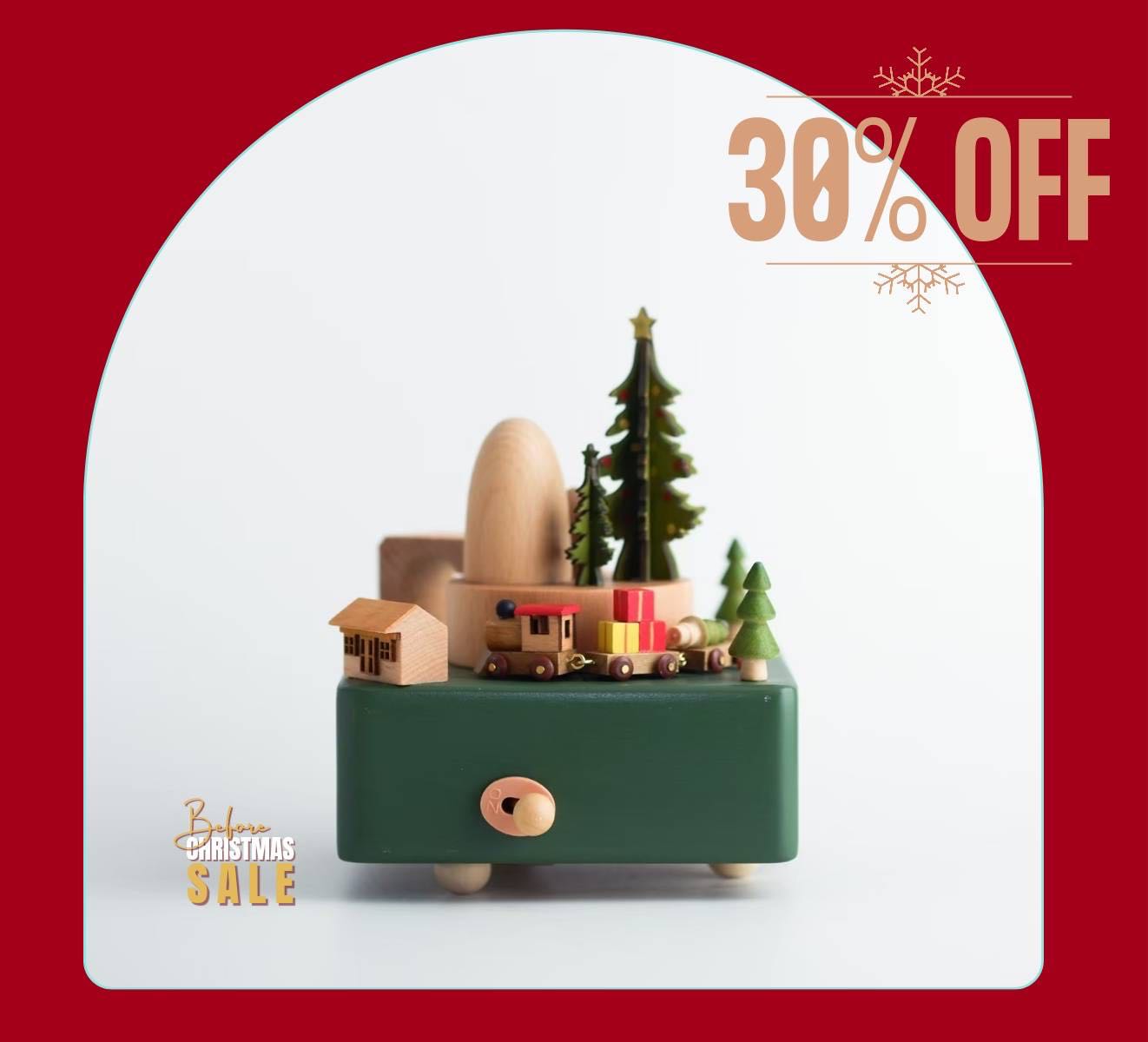 Before Christmas 30% OFF : Music box : กล่องดนตรีรถไฟฐานเขียว 