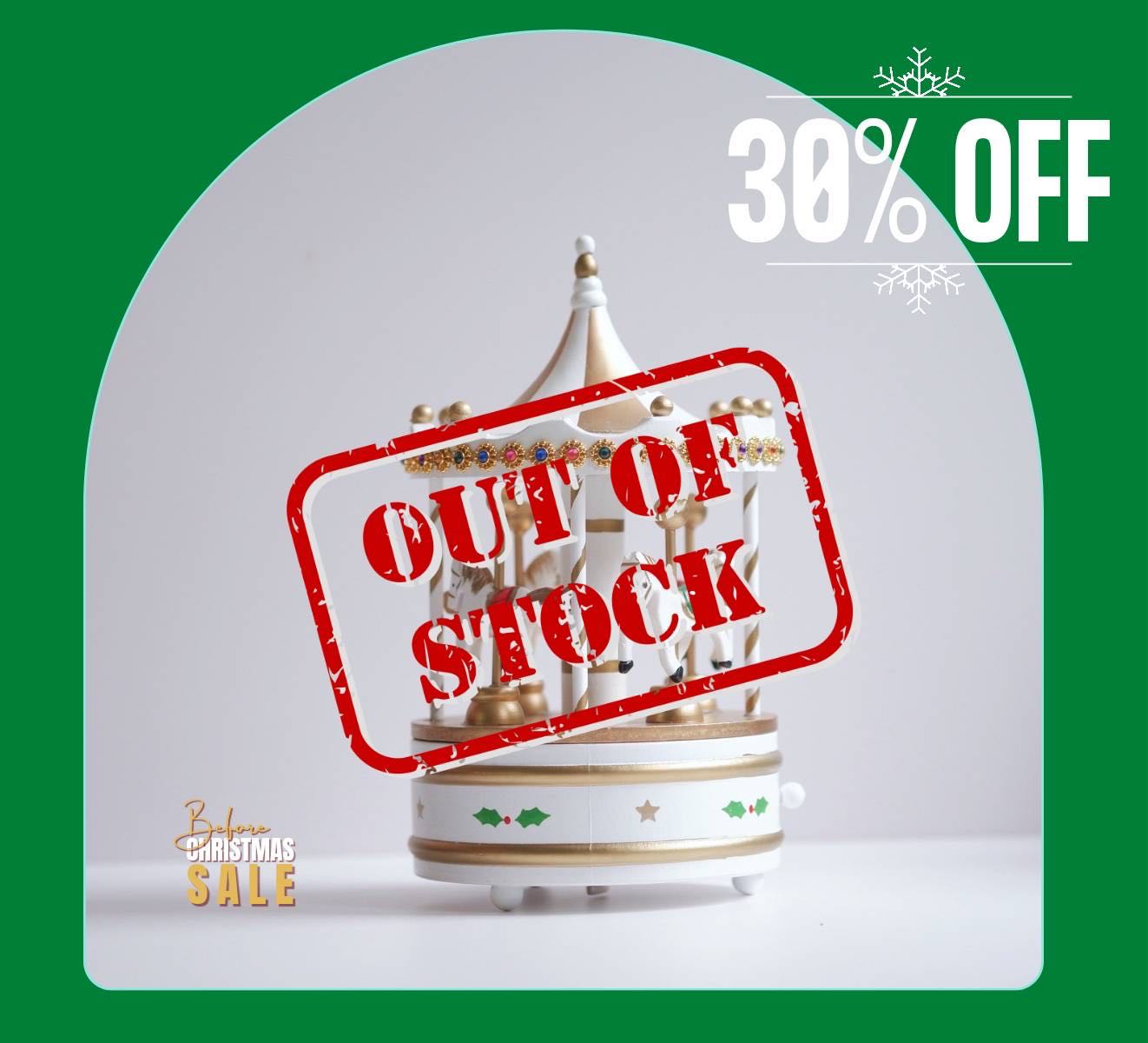 Before Christmas 30% OFF : Music box : กล่องดนตรีม้าหมุน #สีขาว