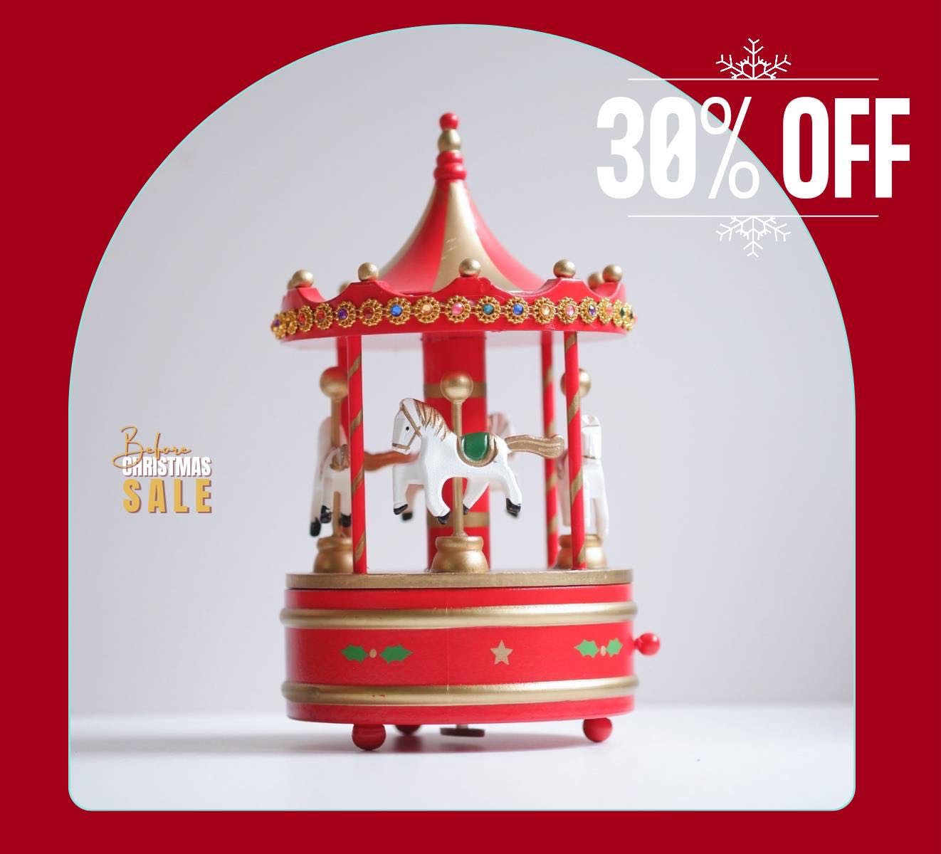 Before Christmas 30% OFF : Music box : กล่องดนตรีม้าหมุน #สีแดง