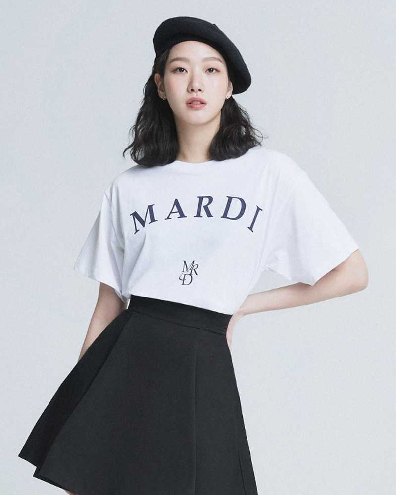 (พร้อมส่ง) Mardi Mercredi  TSHIRT LOGO MRCD_WHITE NAVY