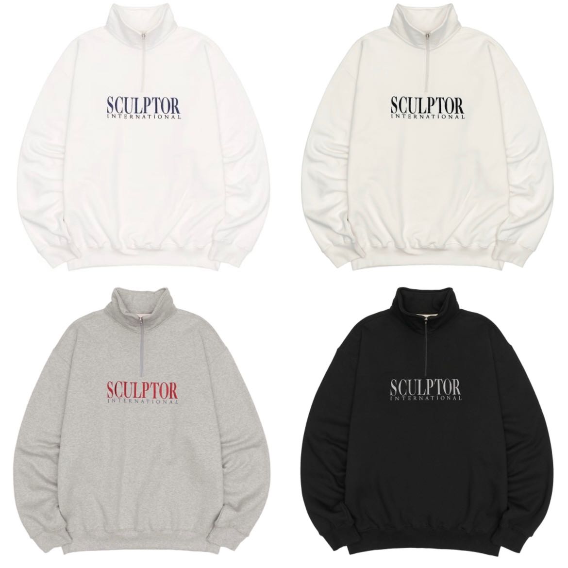 พรีออเดอร์ Sculptor classic logo half zip sweatshirt