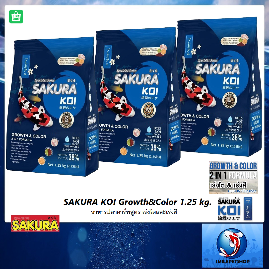 SAKURA KOI Growth&Color 1.25 kg. (อาหารปลาคาร์พสูตร เร่งโตและเร่งสี)