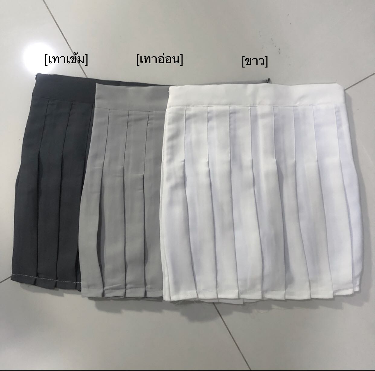 พร้อมส่ง🖤กระโปรงจีบรอบ(ขาว/เทาเข้ม/เทาอ่อน)