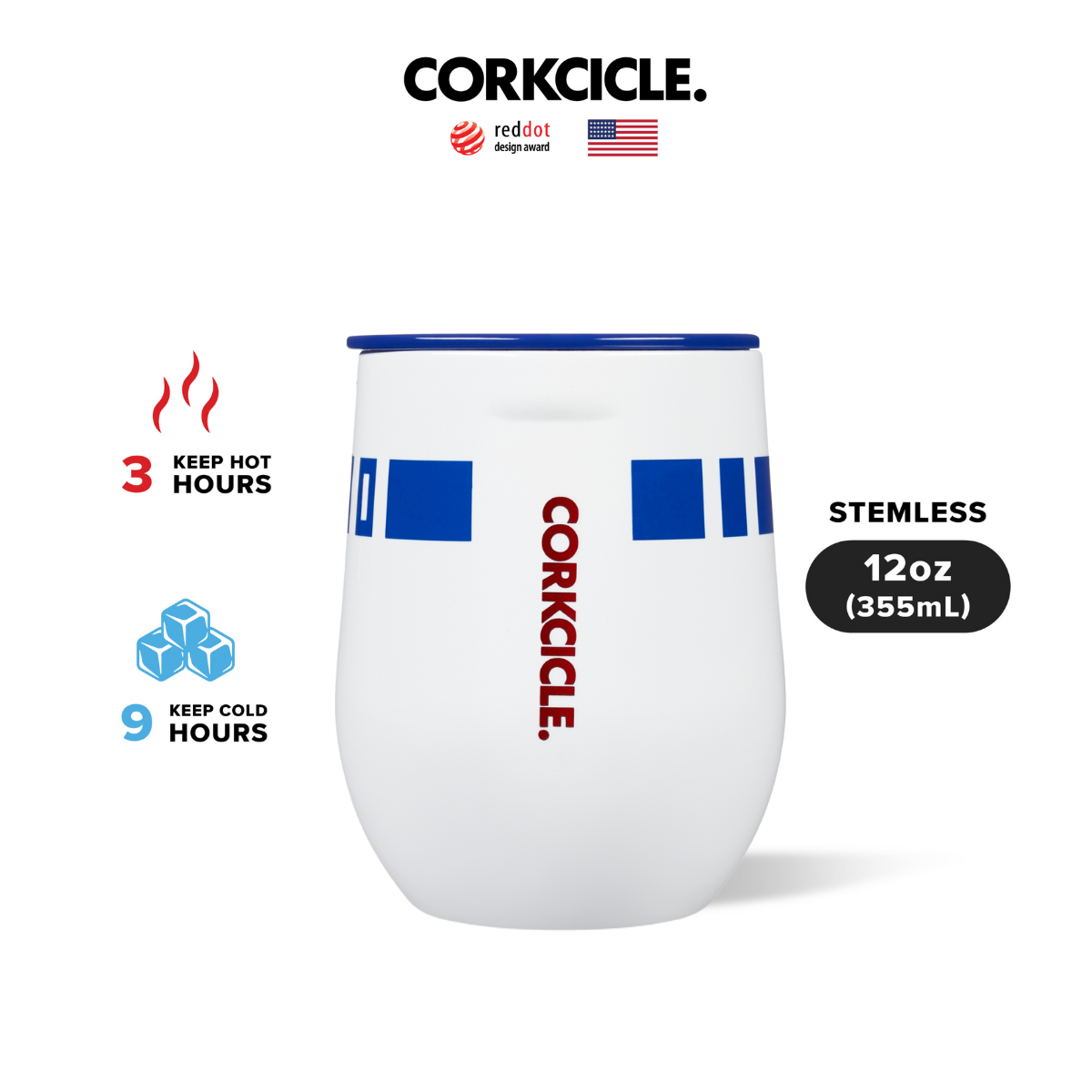 CORKCICLE : STEMLESS STAR WARS - R2D2 12OZ
