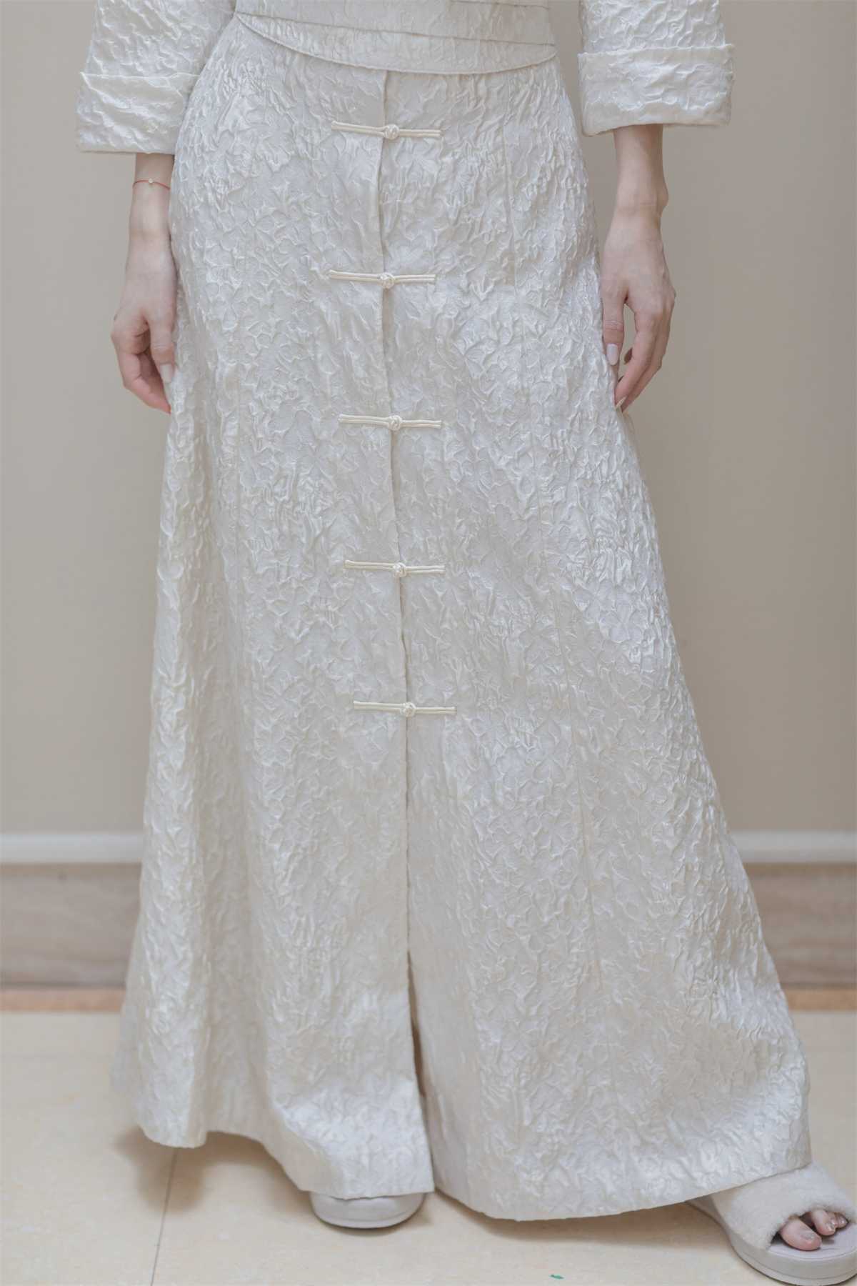 SAKINAWANG22 autumn improved new Chinese-style buckle mulberry silk skirt