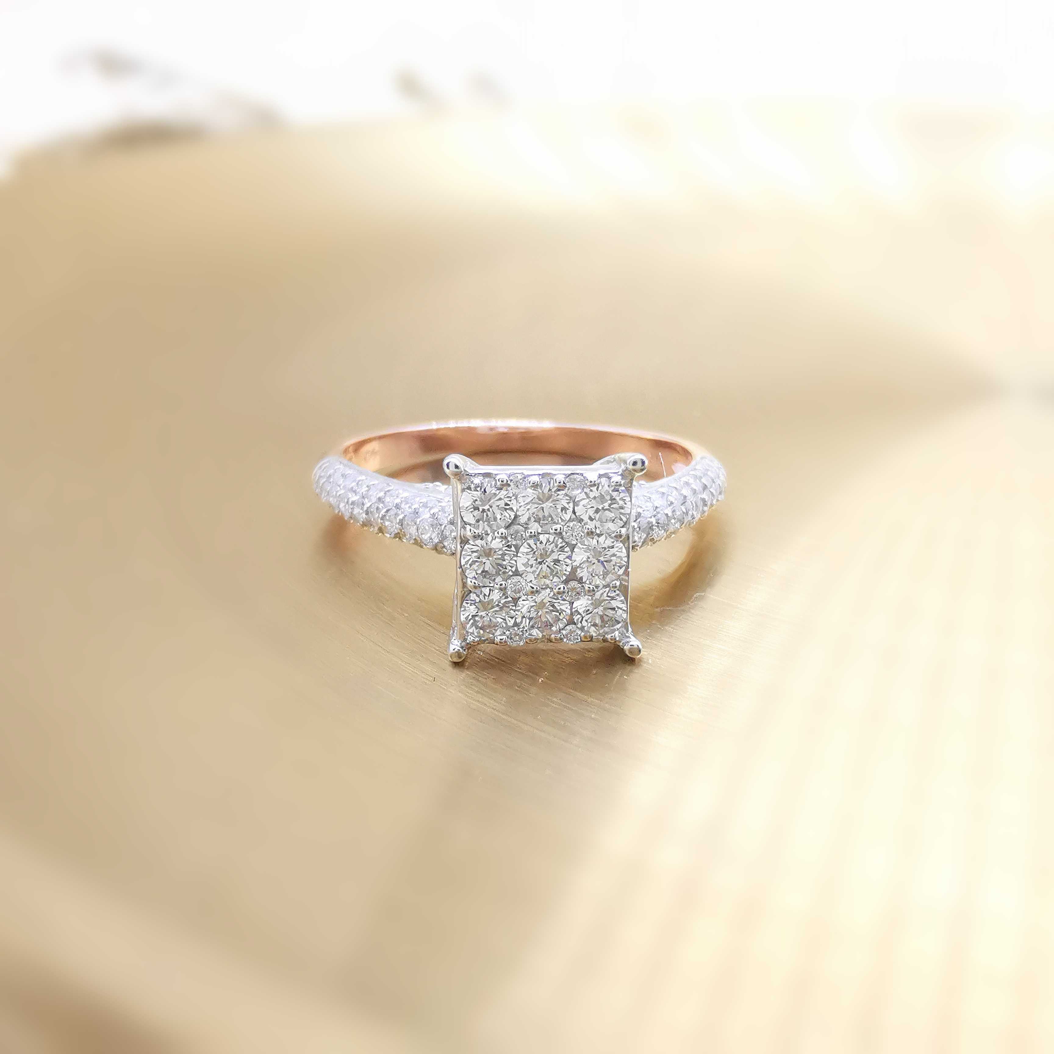 Cherish Middle Square Lined Ring RN0107