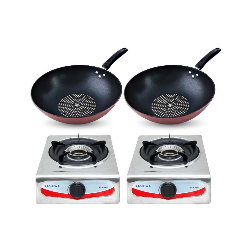 Diamond Chef ชุดกระทะ 32 ซ.ม 2 ใบ แถมฟรี เตาแก๊สหัวเดี่ยว k-1100 จำนวน 2 อัน รหัสสินค้า 316968