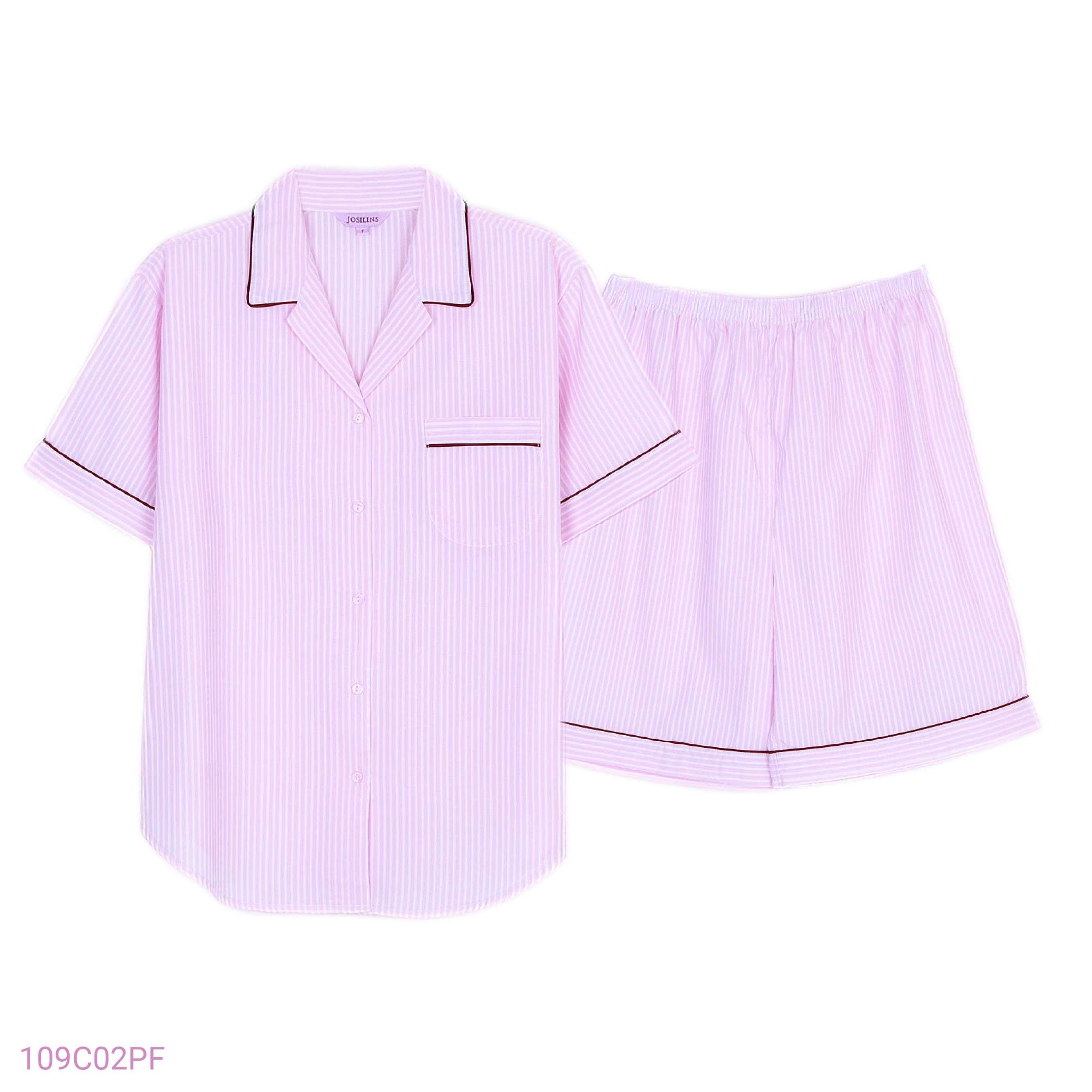 Josilins : timeless soft striped _ Short Shirt With Short Pant