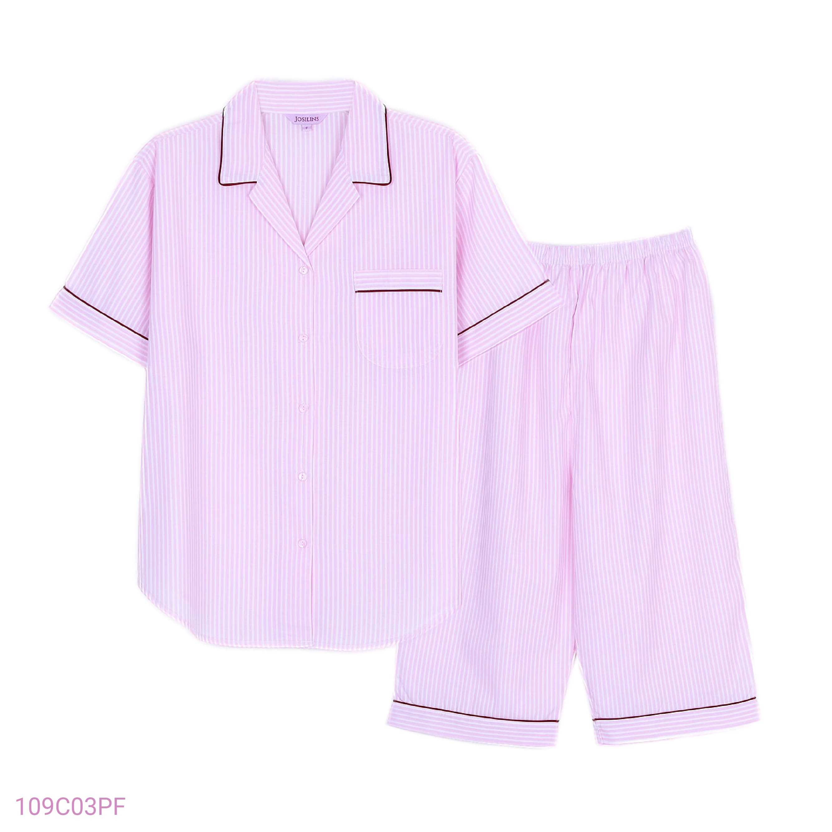 Josilins : timeless soft striped _  Short Shirt With Capri Pants