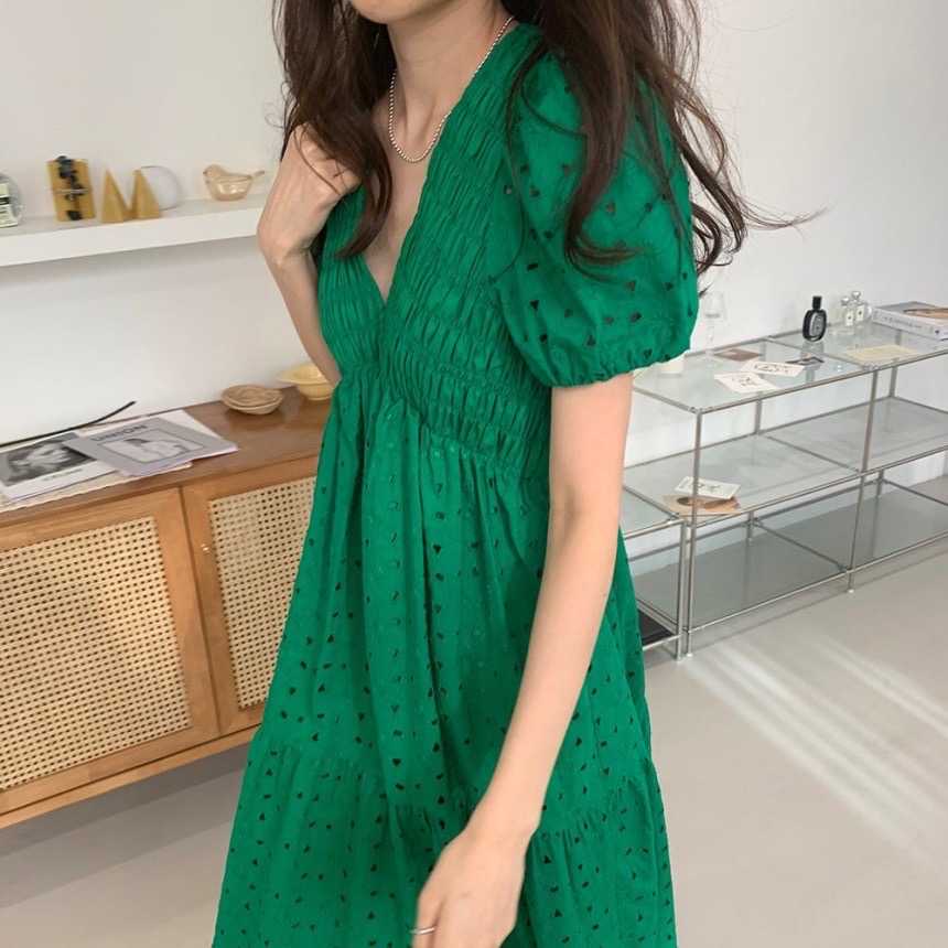 (C7509)🌳🧺 JAMILLE LACE dress เดรสยาวผ้าลูกไม้สีพื้น มี3สี