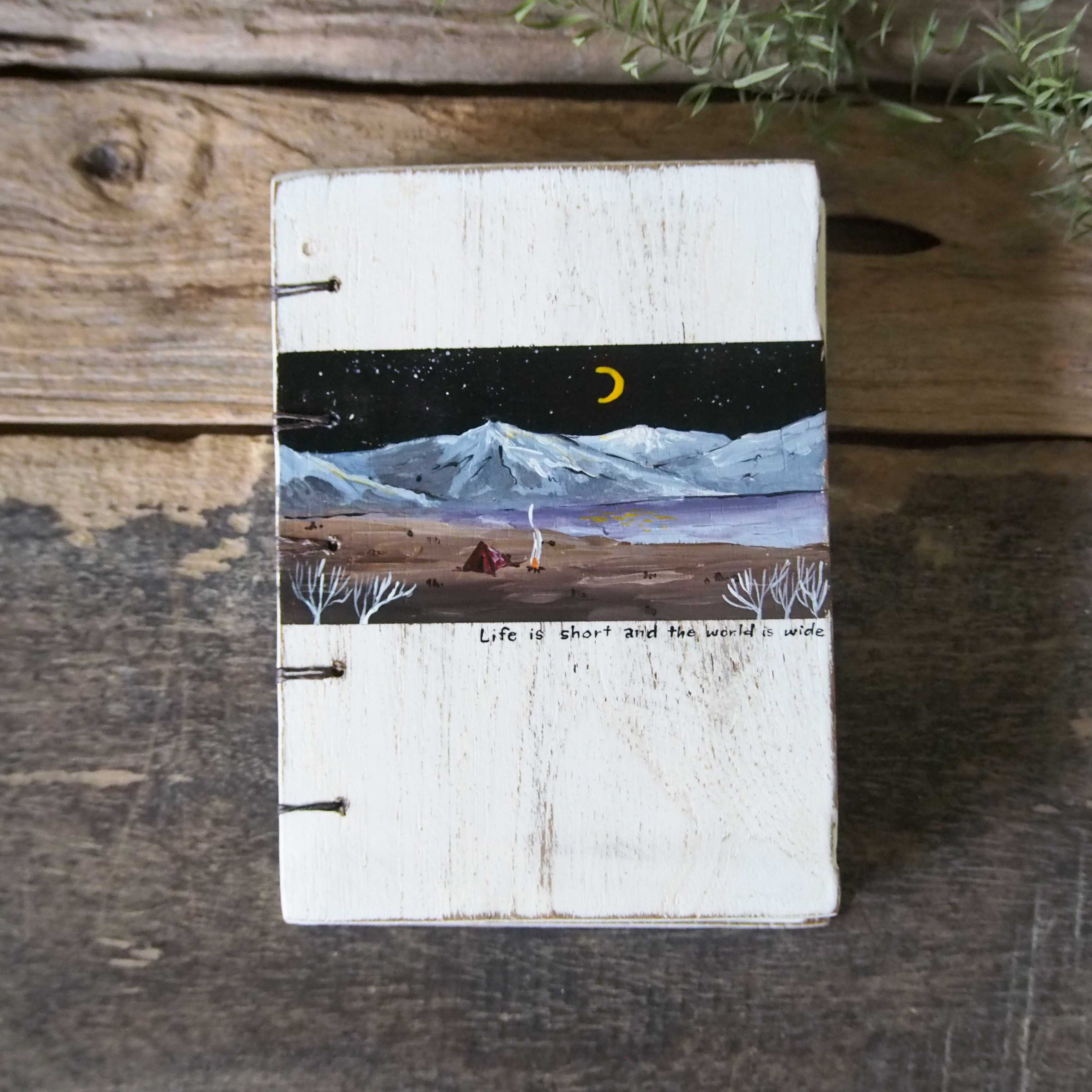 สมุดปกไม้วินเทจ ปกวาดรูป วิถีคนแคมป์ Vintage notebook