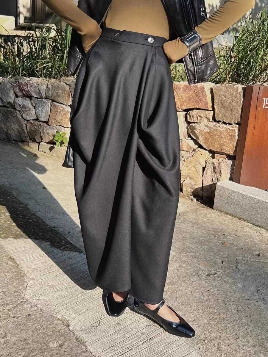 Twill wool irregular design casual skirt